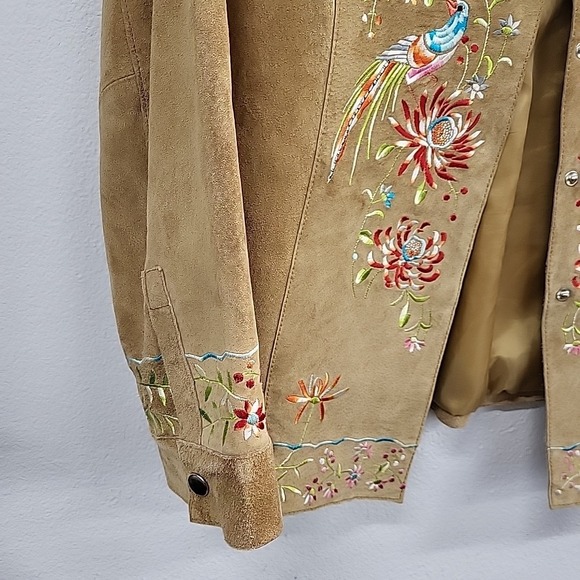 Avanti New York Suede Leather Jacket, Stitch Design, Beige, Large - Picture 2 of 11